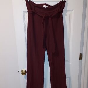 Margaret M Burgundy Wide Leg Pants